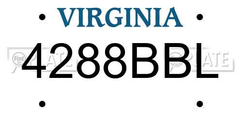 4288BBL Virginia License Plate