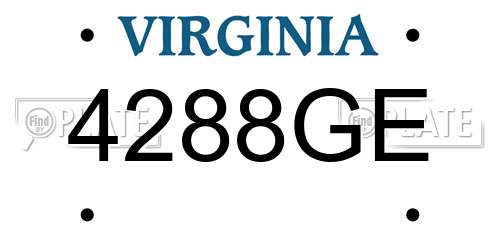 4288GE Virginia License Plate