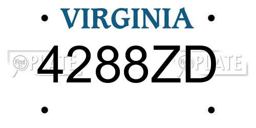 4288ZD Virginia License Plate