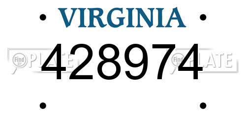 428974 Virginia License Plate