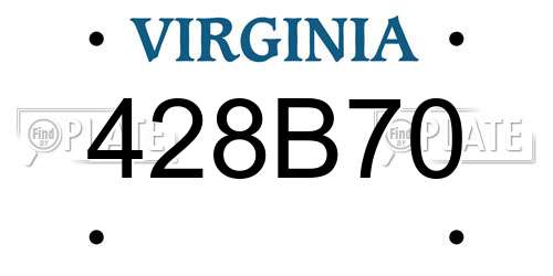 428B70 Virginia License Plate
