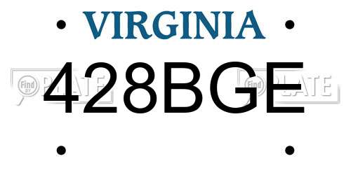 428BGE Virginia License Plate
