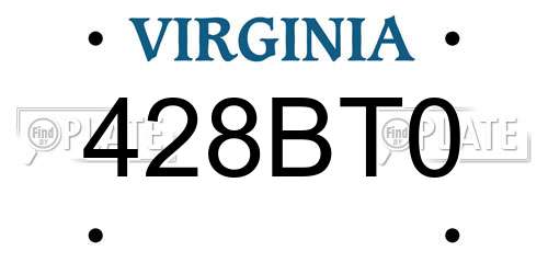 428BT0 Virginia License Plate