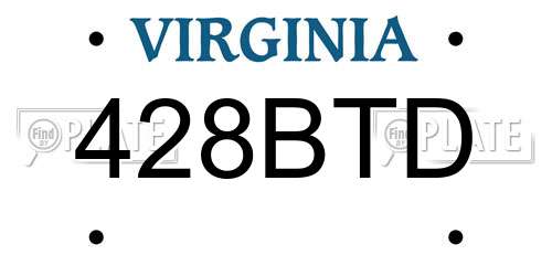 428BTD Virginia License Plate