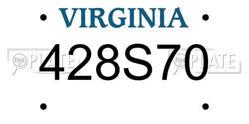 428S70 Virginia License Plate