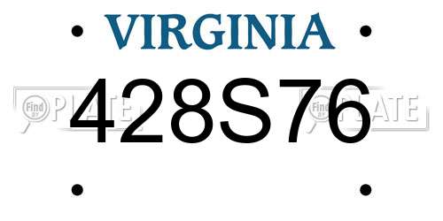 428S76 Virginia License Plate