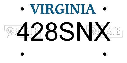 428SNX Virginia License Plate