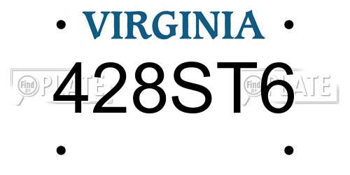 428ST6 Virginia License Plate