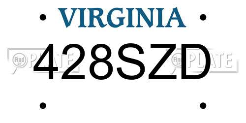428SZD Virginia License Plate