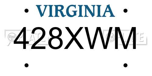 428XWM Virginia License Plate