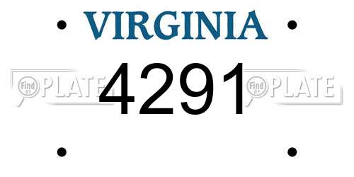 4291 Virginia License Plate