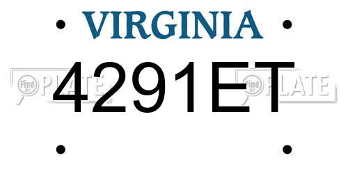 4291ET Virginia License Plate