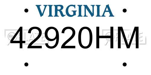 42920HM Virginia License Plate