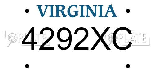 4292XC Virginia License Plate