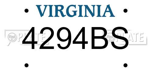 4294BS Virginia License Plate