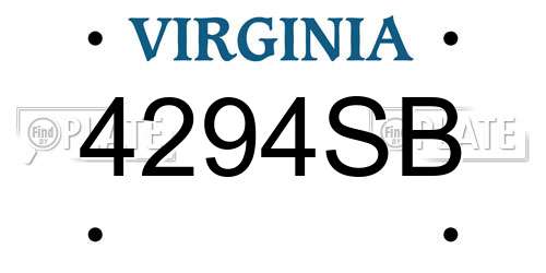 4294SB Virginia License Plate