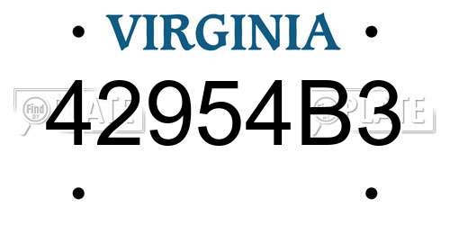 42954B3 Virginia License Plate