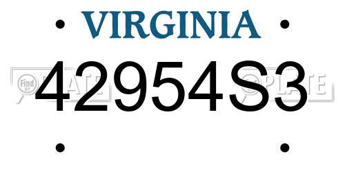 42954S3 Virginia License Plate