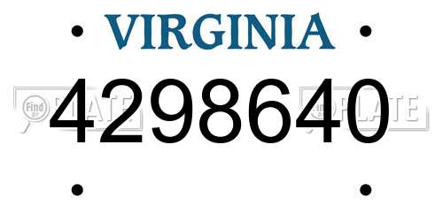 4298640 Virginia License Plate