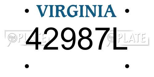 42987L Virginia License Plate