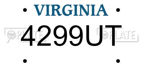 4299UT Virginia License Plate
