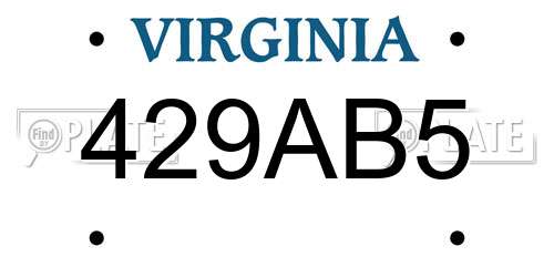 429AB5 Virginia License Plate