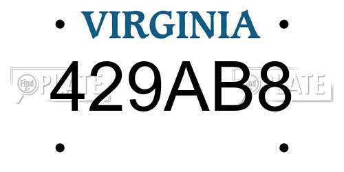 429AB8 Virginia License Plate