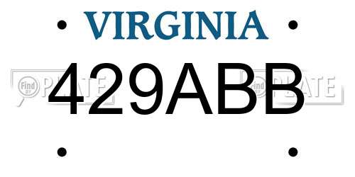 429ABB Virginia License Plate