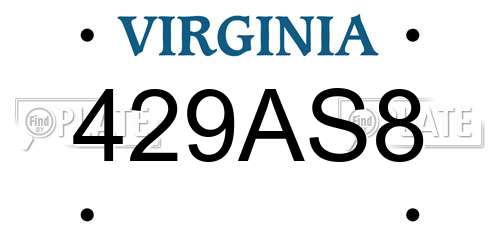 429AS8 Virginia License Plate