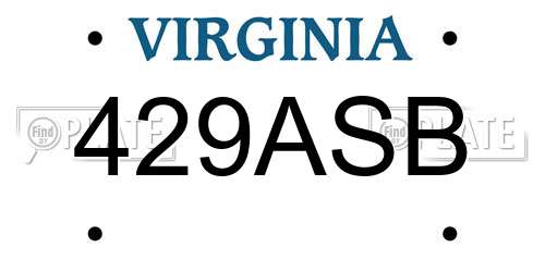 429ASB Virginia License Plate