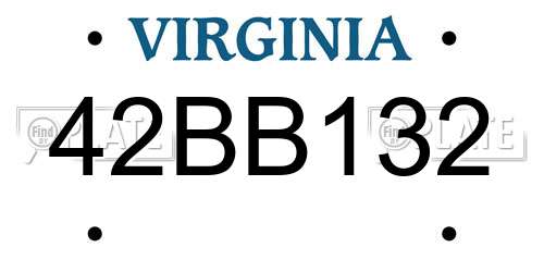 42BB132 Virginia License Plate