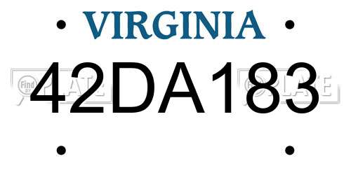 42DA183 Virginia License Plate