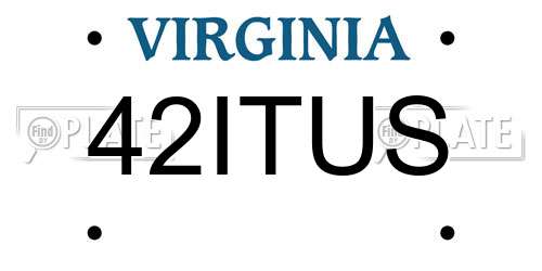 42ITUS Virginia License Plate