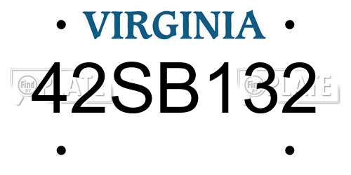 42SB132 Virginia License Plate