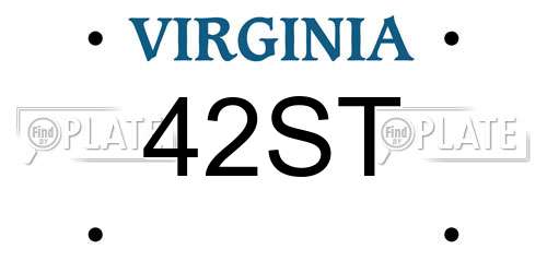 42ST Virginia License Plate