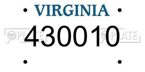 430010 Virginia License Plate