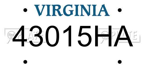 43015HA Virginia License Plate