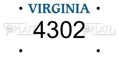 4302 Virginia License Plate