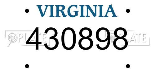 430898 Virginia License Plate