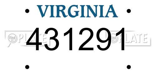 431291 Virginia License Plate