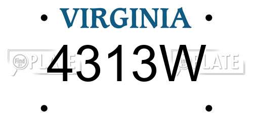 4313W Virginia License Plate