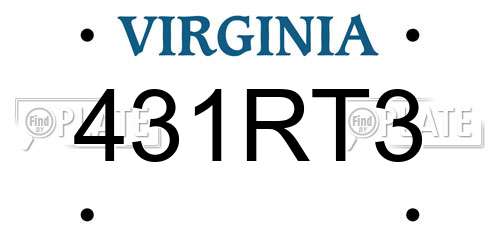 431RT3 Virginia License Plate