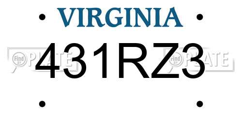 431RZ3 Virginia License Plate