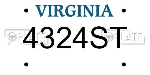 4324ST Virginia License Plate