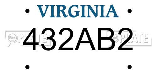 432AB2 Virginia License Plate