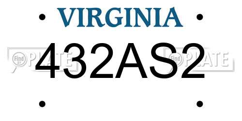 432AS2 Virginia License Plate