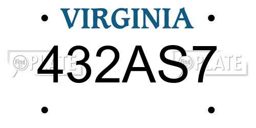 432AS7 Virginia License Plate