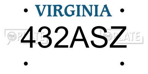 432ASZ Virginia License Plate