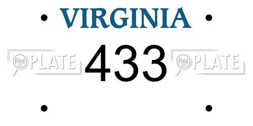 433 Virginia License Plate