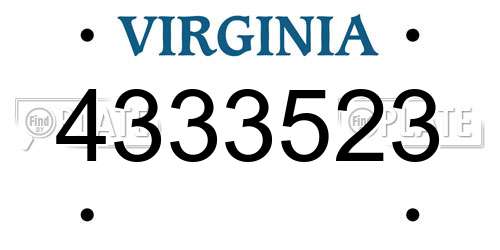 4333523 Virginia License Plate